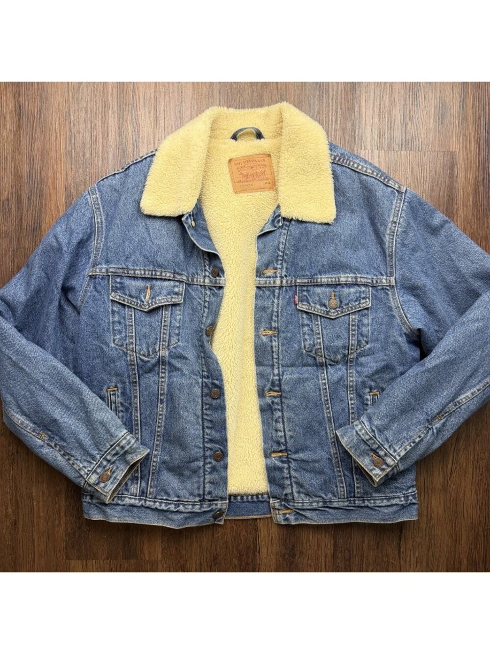 Vintage Levi's Denim Jacket Mens Large Blue Sherpa Lined Bomber 70520-0315